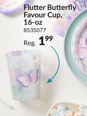 Flutter Butterfly Plastic Reusable Favour Cup, Blue, 16-oz, for Birthday party