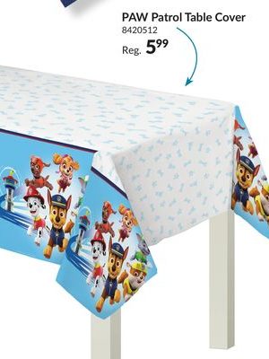Nickelodeon PAW Patrol Rectangle Plastic Reusable Table Cover, Blue, 54x96-in, for Birthday Party