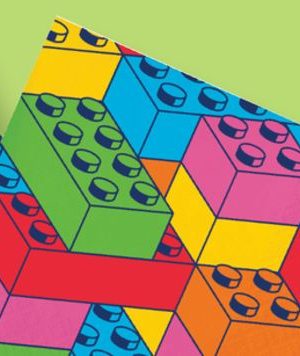 Block Bash Square Paper Disposable Beverage Napkins, Multi-Colour, 5-in, 16-pk, for Birthday Party
