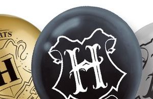 Harry Potter "Hogwarts" Round Latex Balloons, Gold/Black/Silver, 12-in, 6-pk, for Birthday Party