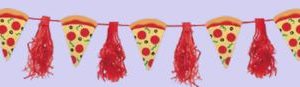 Pizza "Say Cheese" Hanging Felt Banner, Multi-Colour, 2-pc, Indoor/Outdoor Decoration for Birthday/Party