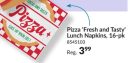Pizza "Fresh and Tasty" Square Paper Disposable Lunch Napkin, Multi-Colour, 6.5-in, 16-pk, 2-ply, for Birthday/Summer/Party