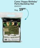 Camo "Happy Birthday" Party Backdrop Net, Green, 5-ft, for Birthday Party