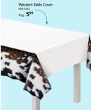 Western Plastic Reusable Table Cover, Black/Brown/White, 54x102-in, for Halloween/Cowboy/Cowgirl/Western Party