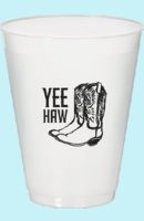 Western "Yee Haw" Plastic Reusable Tumbler Cups, Clear, 18-oz, 25-pk, for Birthday /Summer Party/Wedding