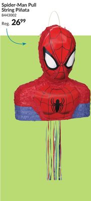 Disney Marvel Spider-Man Pinata Hanging Pull String Decoration, Red/Blue, 15-in, Holds 2lb of Pinata Filler, for Birthday Parties