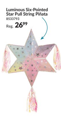 Luminous Six-Pointed Star Pinata Hanging Pull String Decoration, Iridescent Pink/Blue, 19.5-in, Holds 2lb of Pinata Filler, for Birthday Parties