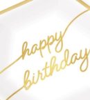 Golden Age "Happy Birthday" Hexagon Paper Disposable Lunch Plates,Gold/White, 9-in, 8-pk, for Milestine Birthday
