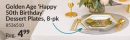 Golden Age "Happy 50th Birthday" Hexagon Paper Disposable Dessert Plates, Gold/White,7-in, 8-pk, for Milestine Birthday
