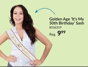 Golden Age "It's My 50th Birthday" Sash, White/Gold, One Size, Wearable Accessory for Birthdays