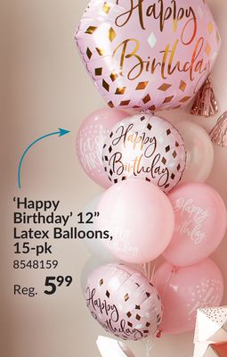 Blush Birthday "Happy Birthday" Round Latex Balloons, Pink/White, 12-in, 15-pk, for Birthday Party