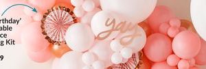 Blush Birthday "Happy Birthday" Room & Table Centerpiece Decorating Kit, Rose Gold, 14-in, 12-pk, for Birthday Party