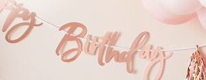 Happy Birthday" DIY Customizable Hanging Garland Banner Decoration, Rose Gold, 9-ft, for Birthday Party