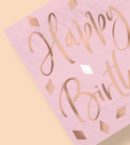 Blush Birthday "Happy Birthday" Hexagon Paper Disposable Lunch Plates, Pink/Rose Gold, 7-in, 8-pk, for Birthday/Bachelorette