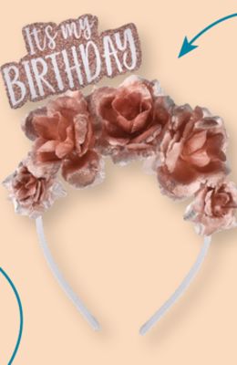Blush Rose Gold "Its My Birthday" Deluxe Headband
