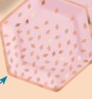 Blush Birthday Hexagon Paper Disposable Lunch Plates, Pink/Rose Gold, 9-in, 8-pk, for Birthday