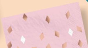 Blush Birthday Square Paper Disposable Lunch Napkins, Pink/Rose Gold, 6.5-in, 40-pk, 2-ply, for Birthday/Bachelorette