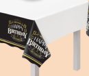 Better with Age "Happy Birthday" Rectangle Plastic Reusable Table Cover, White/Black, 54x96-in, for Birthday Partythday' Rectangle Table Cover