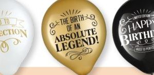 Amscan Better with Age "Aged to Perfection" Round Latex Balloons, White/Gold/Black, 12-in, 15-pk, for Birthday Party