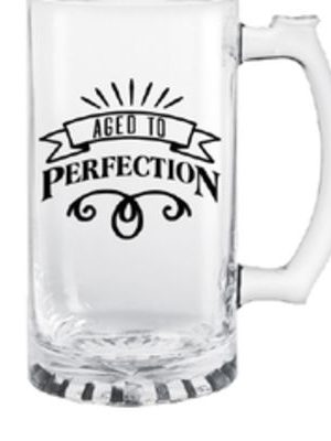 Better with Age "Aged to Perfection" Plastic Reusable Tankard Cup, Clear, 16-oz, for Birthday Party