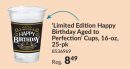 Better with Age "Limited Edition Happy Birthday Aged to Perfection" Plastic Reusable Cups, Black/Gold, 16-oz, 25-pk, for Birthday Party