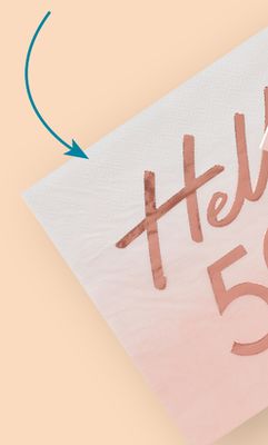 Blush Rose Gold "Hello 50" Milestone Napkins, 6.5-in, 16-