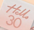 Blush Rose Gold "Hello 30" Milestone Napkins, 6.5-in, 16-pk