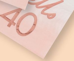Blush Rose Gold "Hello 40" Milestone Napkins, 6.5-in, 16-pk