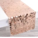 Blush Rose Gold Plastic Sequin Table Runner, 13-in x 6-ft, For Birthday/Party/Anniversary