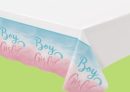 Girl or Boy? Rectangle Plastic Reusable Table Cover, Pink/Blue, 54x102-in, for Gender Reveal