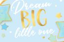 Dream Big Little One Hanging Sign Decoration, Blue/Gold, 13.5-in, for Baby Shower