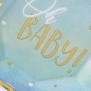 Oh Baby! Hexagon Paper Disposable Dinner Plates, Blue/Gold, 10.5-in, 8-pk, for Baby Shower/Gender Reveal