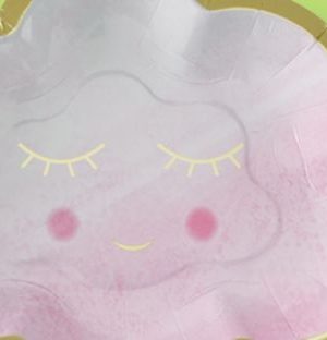 Oh Baby Cloud Paper Disposable Lunch Plates, Gold/Pink, 8.5-in, 8 pk, for Baby Shower/Gender Reveal