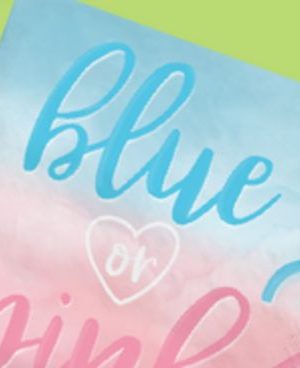 Square Paper Disposable Lunch Napkins, Blue/Pink, 6.5-in, 16-pk, 2-ply, for Gender Reveal