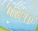 Oh Baby "Hello World" Square Paper Disposable Lunch Napkins, Blue, 6.5-in, 16-pk, 2-ply, for Baby Shower/Gender Reveal