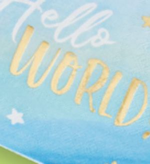 Oh Baby "Hello World" Square Paper Disposable Lunch Napkins, Blue, 6.5-in, 16-pk, 2-ply, for Baby Shower/Gender Reveal