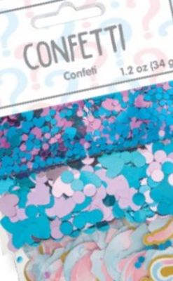 "Boy or Girl" Hearts & Question Mark Confetti Table Scatter Decoration, Blue/Pink, 1.2-oz, for Gender Reveal