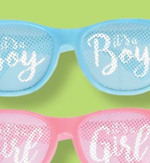 "It's a Girl" or "It's a Boy" Gender Reveal Sunglasses, Pink/Blue, One Size, 2-pk, Wearable Accessories for Baby Shower/Gender Reveal