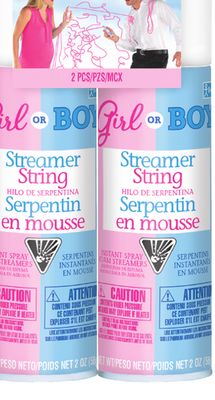 Silly Streamer String Decoration, Pink, 2-pk, for Gender Reveal