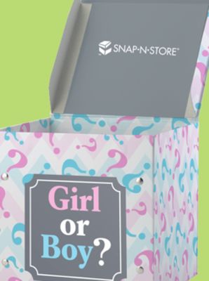 Girl or Boy Small Reveal Box, Pink/Blue, for Gender Reveal