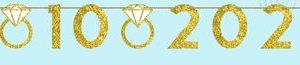 DIY Customizable Hanging Garland Banner Decoration, Gold, Diamond Ring, 9-in, for Wedding/Engagement