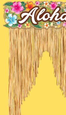 Amscan Aloha' Hawaiian Straw Hanging Doorway Curtain