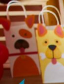 Dog Party Rectangle Paper Party Treat Bags, Yellow, 9.5-in, 4-pk, for Birthday Party
