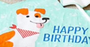 Dog Party "Happy Birthday" Square Paper Disposable Lunch Napkins, Red/Blue, 6.5-in, 16-pk, 2-ply, for Birthday Party