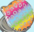 Leopard Print Cat Compact Mirror, Rainbow, for Birthday/Party Favour