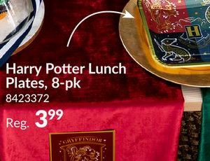 Harry Potter Square Paper Disposable Lunch Plates,Red/Grey/Black/Blue, 9-in, 8-pk, for Birthday Party
