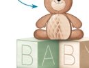 Teddy Bear Paper Cutout Baby Blocks Centerpiece