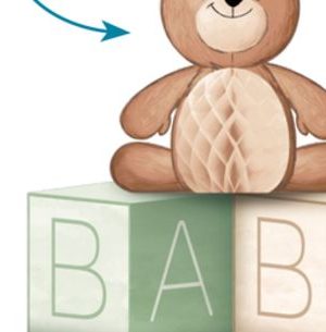 Teddy Bear Paper Cutout Baby Blocks Centerpiece