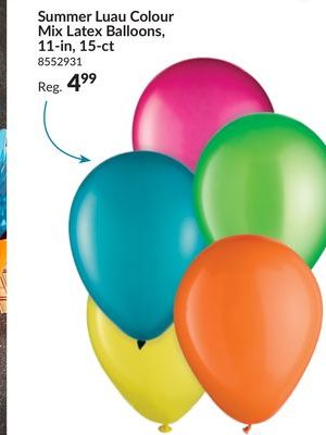 Summer Luau Colour Mix Latex Balloons, 11-in, 15-ct