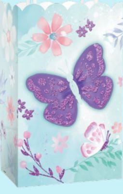 Flutter Butterfly Paper Kraft Gift Bags, Blue/Purple, 8-in, 8-pk, for Birthday Party